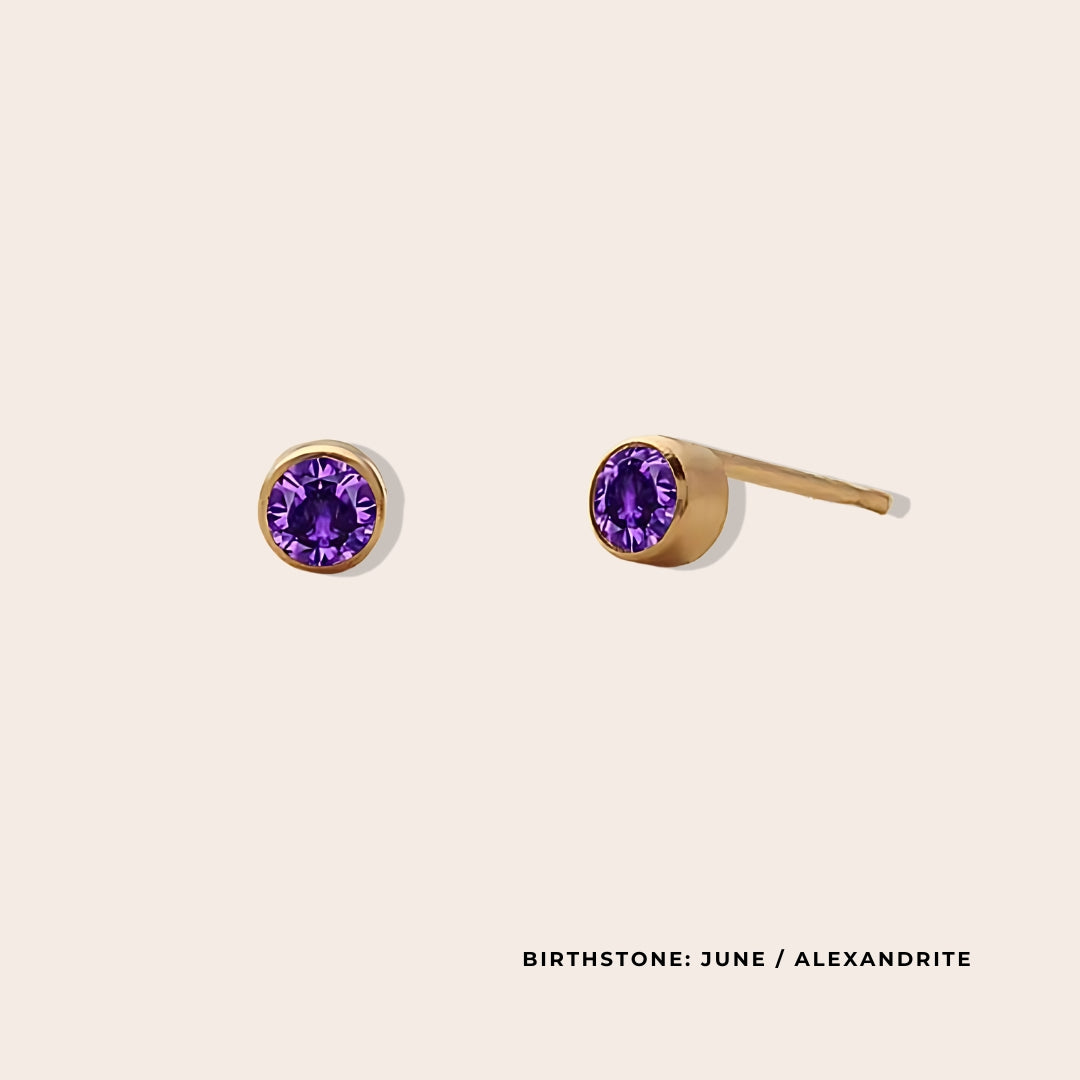 Birthstone Classic Studs June. Made from stainless steel and available in luxurious 14K gold, sleek silver, or rose gold plating, these stunning earrings feature Swarovski style crystals.