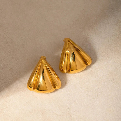 Dallas Delta Earrings. Made of stainless steel and lavishly coated in 18K PVD gold plating.