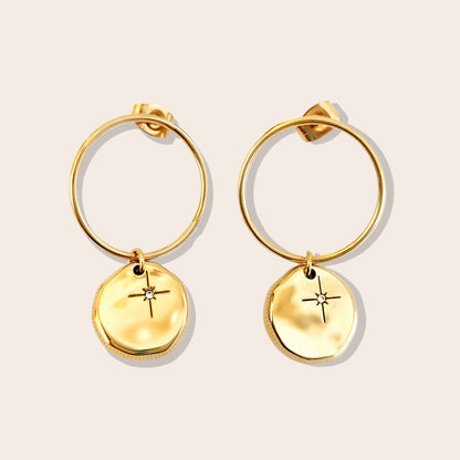 Dana Disc Earrings. Made from durable stainless steel and plated in 14K gold.