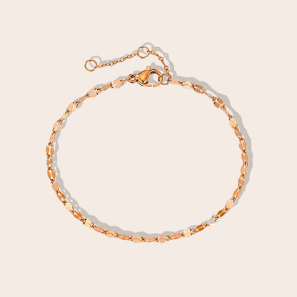 Danae Dapped Chain Anklet in rose gold. Crafted from stainless steel and plated in 14k gold.