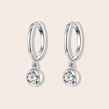 Dara Drop Huggies, featuring premium 925 sterling silver and pavé set cubic zirconia stones.