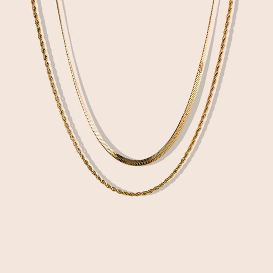 Dawn Dual Chain Necklace. 18K PVD Gold Stainless Steel.