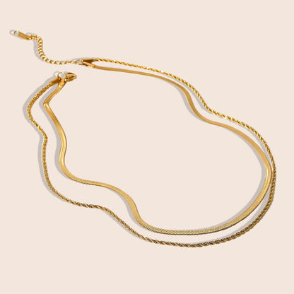 Dawn Dual Chain Necklace. 18K PVD Gold Stainless Steel.