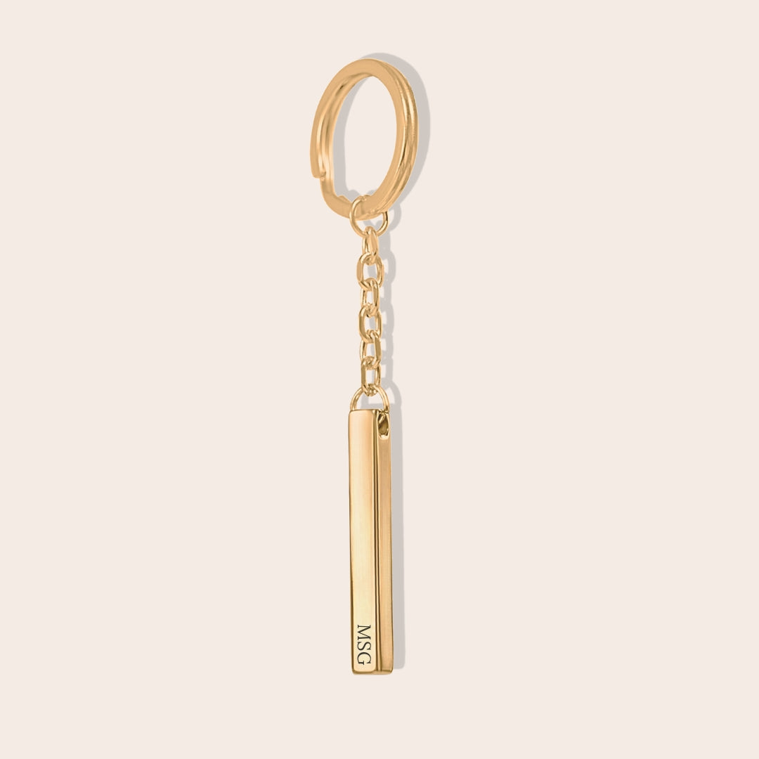 Personalized Roman Date Keychain Gold with initials.